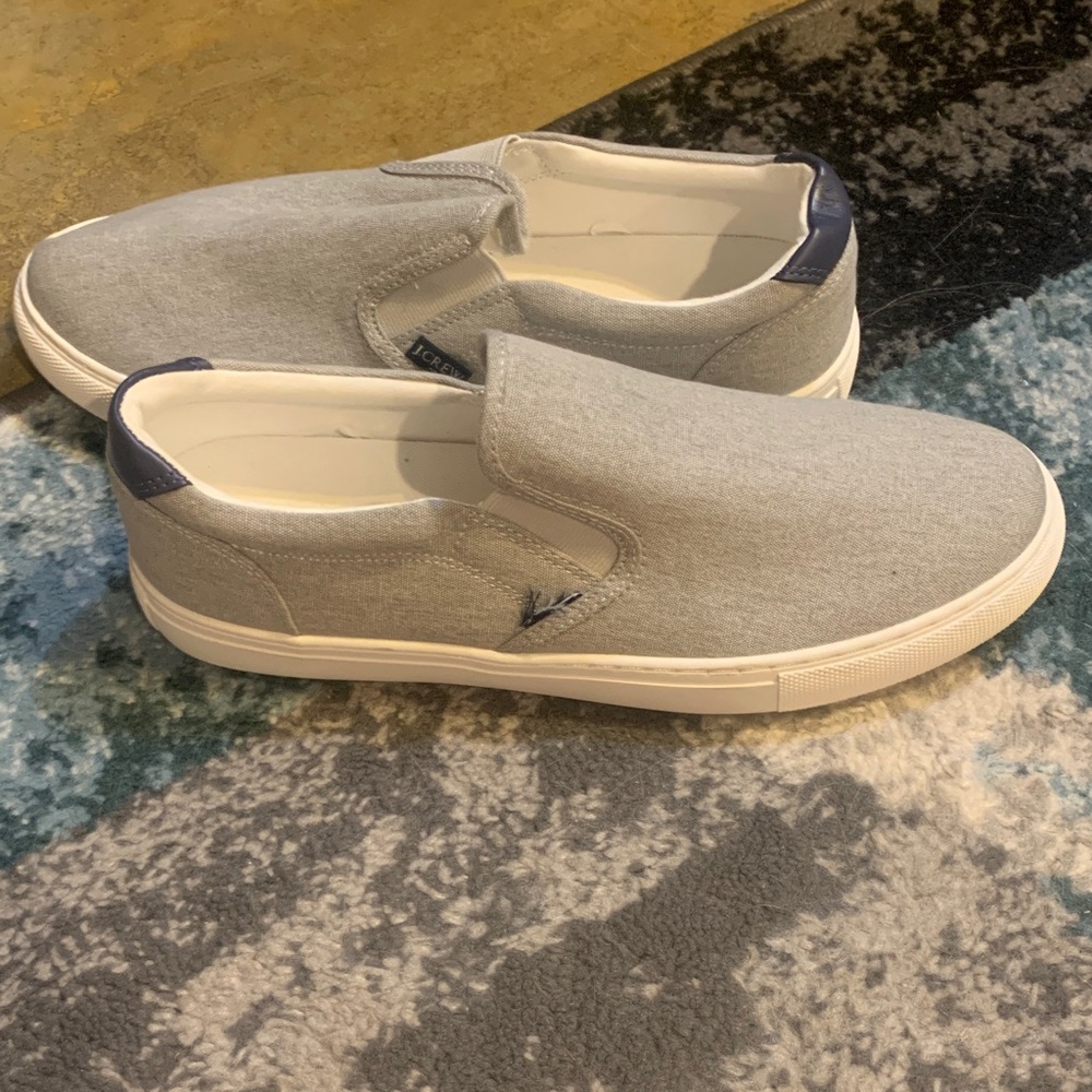 J. Crew Light Gray and Navy Slip-On Loafers